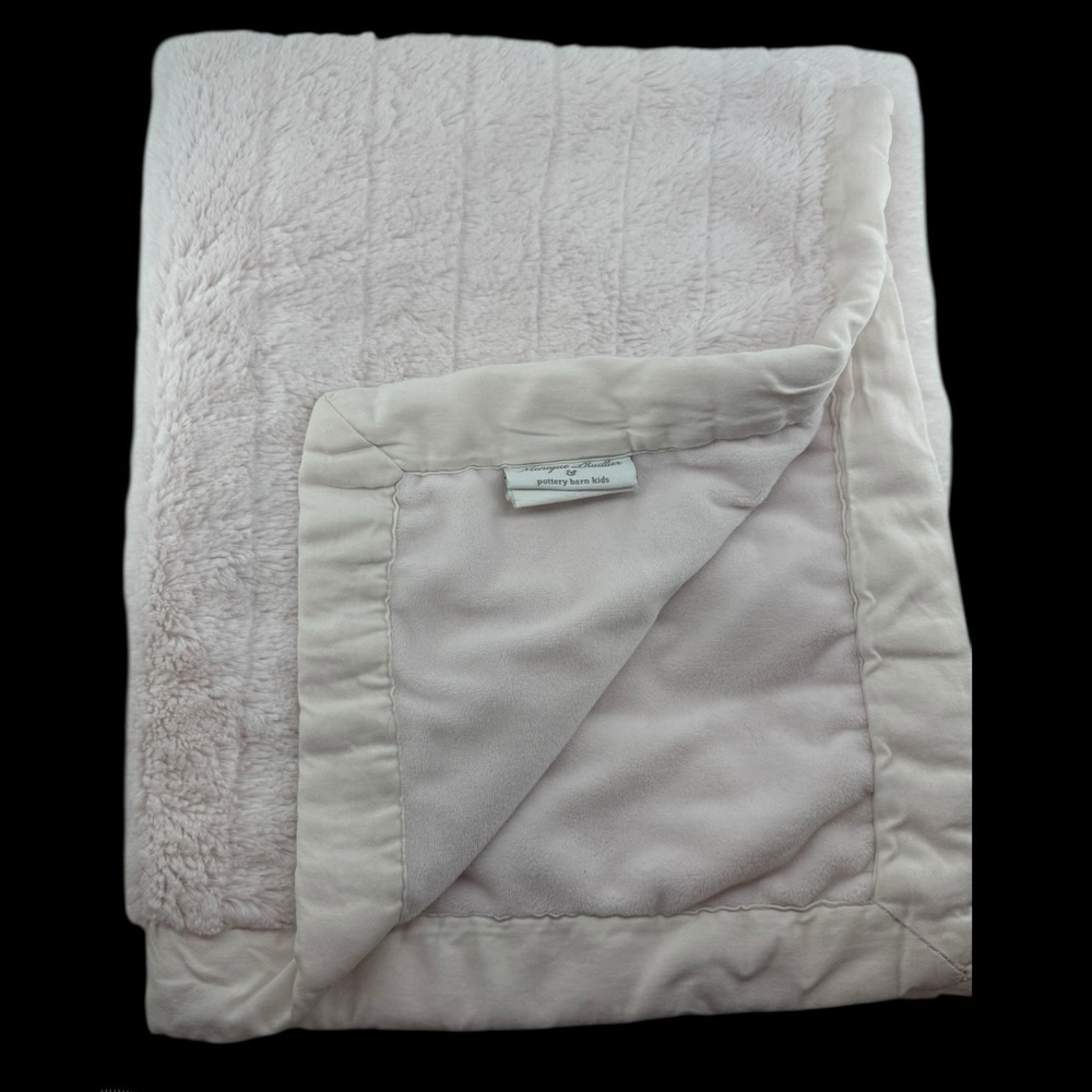 2016 Pottery Barn Kids x Monique Lhuillier Blush Pink Faux Fur Baby Blanket 30"